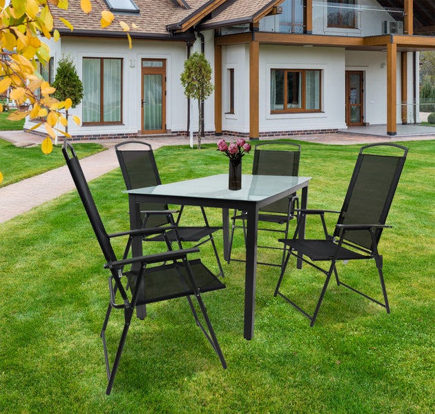 5-tlg Sitzgruppe Gartenmöbel Tisch Stühle Set 140M