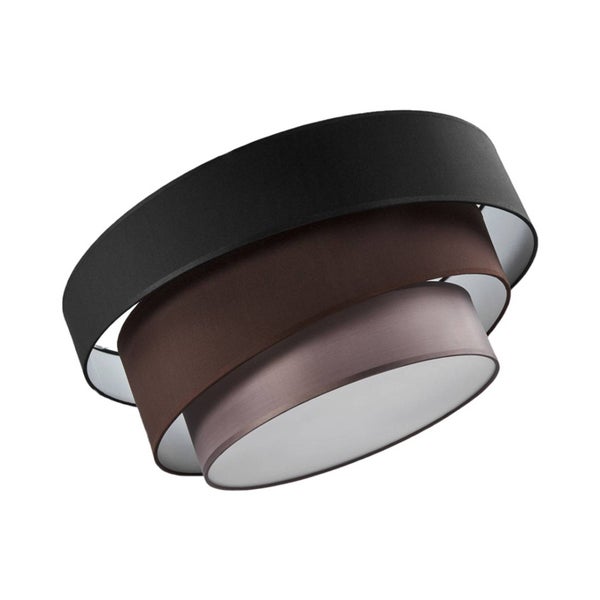 Lindby Textil Deckenleuchte rund 3 flammig, Ringe Deckenlampe Stoff Schwarz Braun Grau 3x E27 max. 60W ohne Leuchtmittel Schlafzimmerleuchte