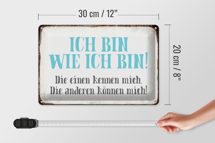 Blechschild Spruch 30x20cm ich bin so wie ich bin Schild