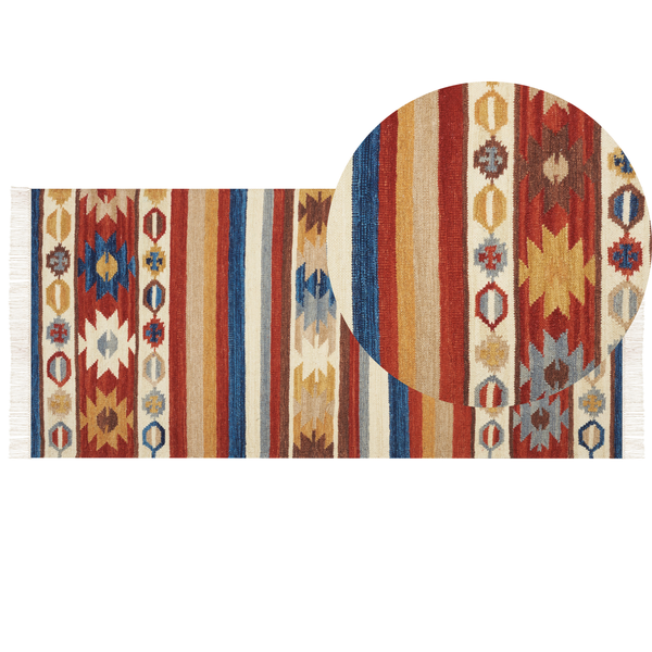 Teppich JRARAT Bunt 80 x 150 cm Wolle Kelim