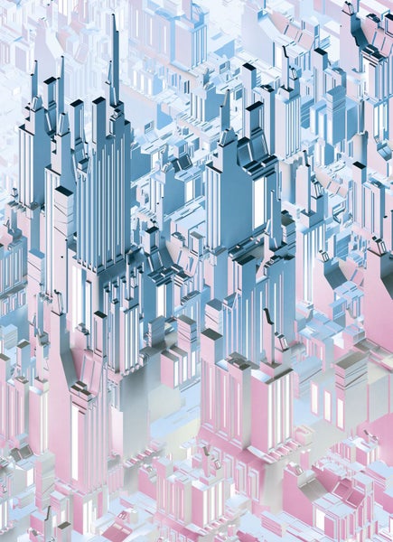 Abstrakte Stadtlandschaft mit geometrischen Formen