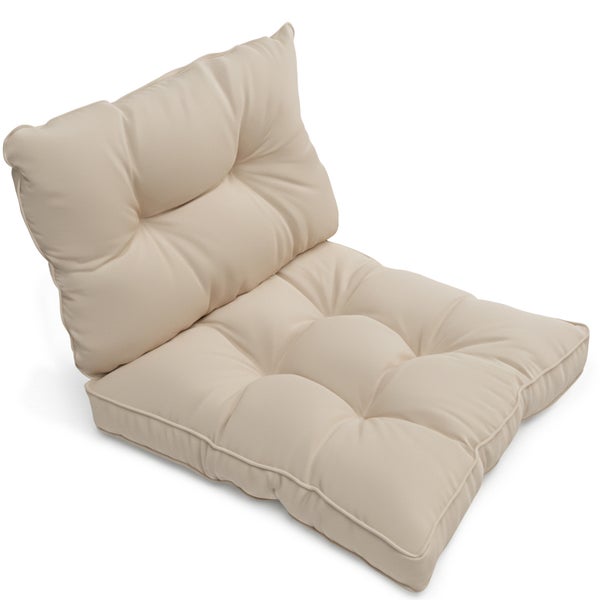 Gestepptes Sitz- und Rückenkissenset für Gartenmöbel oder Palettensofas, beige.