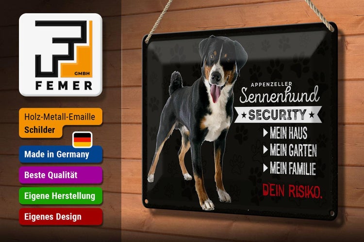 Blechschild Spruch 30x20cm Sennenhund Security mein Haus