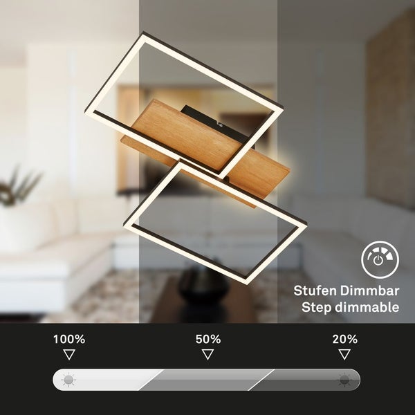 LED Deckenlampe Holz Deckenleuchte Wohnzimmer Dimmbar Schlafzimmer Backlight