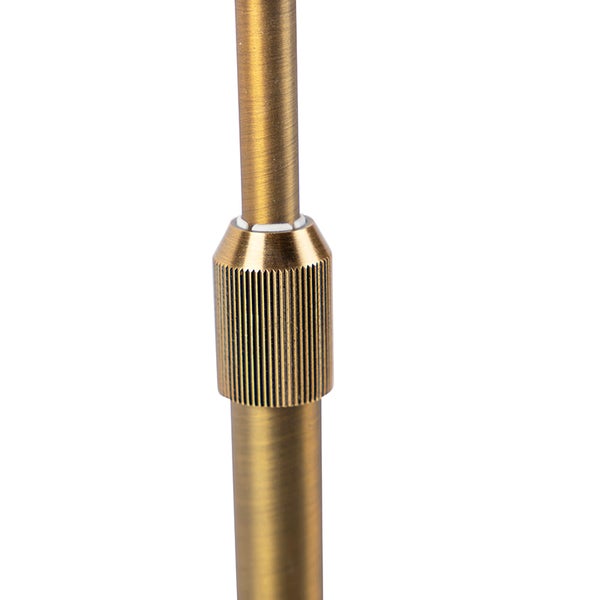 Detailaufnahme einer verstellbaren Metallstange mit geriffeltem Verbindungsstück in Messing-Optik.