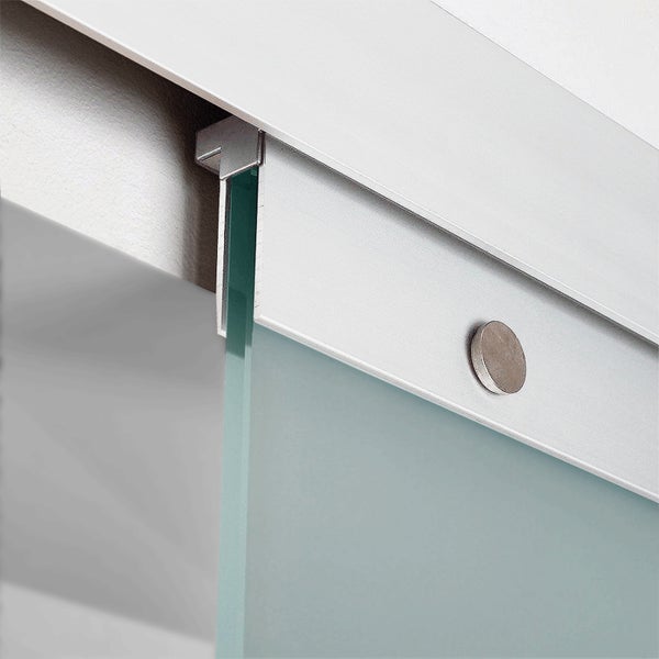 Tür Schiebetür Komplettset Glas Blockstreifen 880x2035 Zimmertür Glasschiebetür Schiebetürsystem -  Quadratgriff