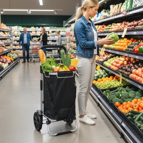 Einkaufstrolley mit Maßen im Detail