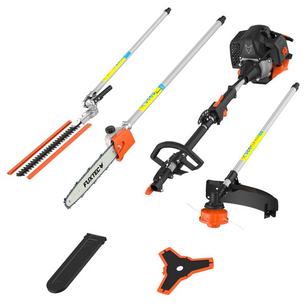 FUXTEC  4in1 Benzin Multigartengerät FX-MT152 - 52ccm³ | 3PS | 2-Takt | Easy Starter | 7,2Kg | 9-Zahn Rasentrimmer | Hochentaster | Heckenschere
