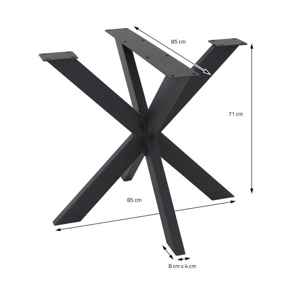 ML-Design Tischgestell Spider 85x71x85 cm, Schwarz, Kreuzgestell Kreuz X-Design Tischfüße Möbelfüße, Schwerlast Tischkufen Stahl, Metall Tischbeine, DIY Esstisch, Industriedesign, einfache Montage