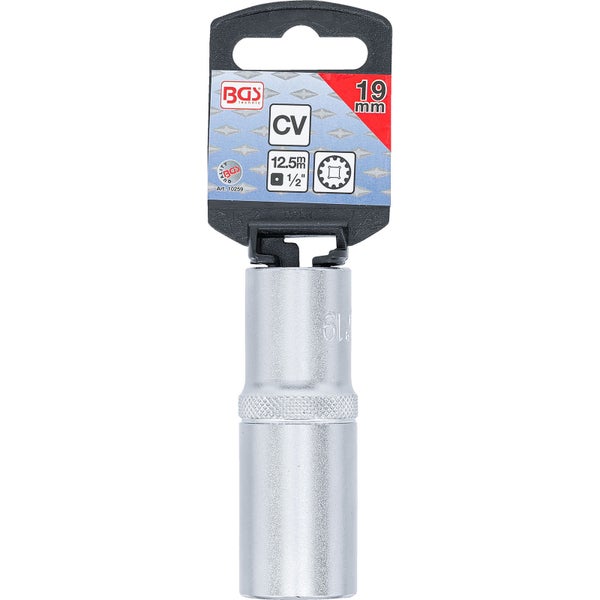 BGS Steckschlüssel-Einsatz Gear Lock tief Antrieb Innenvierkant 12,5 mm (1/2) SW 19 mm - 10259
