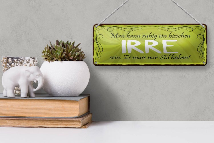 Blechschild Spruch 27x10cm man kann ein bisschen IRRE sein Dekoration