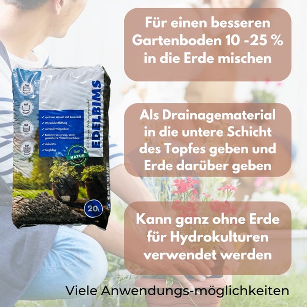 Sack Edelbims Pflanzgranulat zur Bodenverbesserung und als Drainagematerial