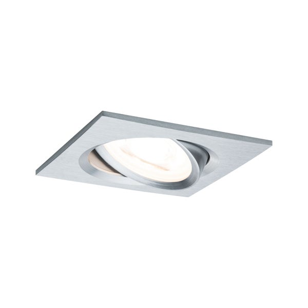 LED Einbauleuchte 3-Step-Dim Nova schwenkbar eckig 84x84mm 50° GU10 6,5W 460lm 230V dimmbar 2700K Alu gedreht