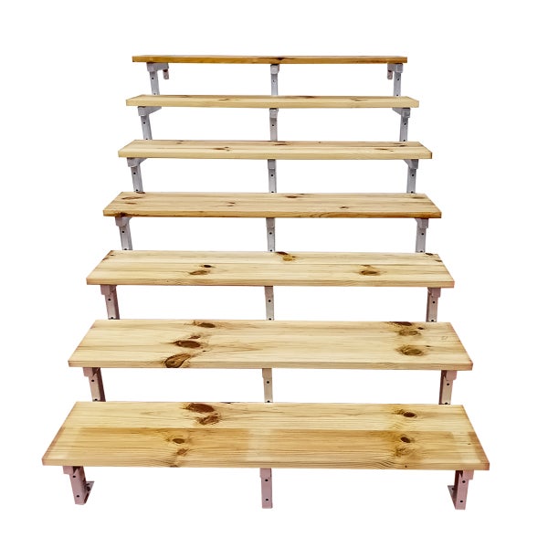 OSLO - Stahltreppe Außen H122cm 7 Treppenstufen Holz KDI Breite 120cm