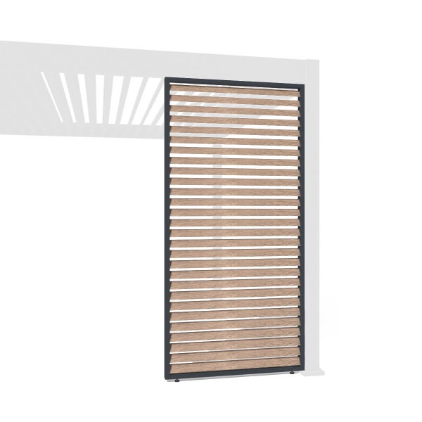 Weide Holzoptik Lamellenwand für Weide Pergola 1,23m in Anthrazit aus Aluminium