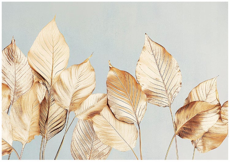 Fototapete Blätter Natur Gold Wohnzimmer Vlies Tapete 250x175 cm