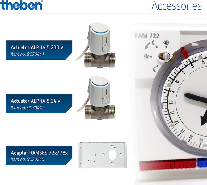 Theben 7220030 RAM 722 (Ramses) - analoges Uhrenthermostat mit Tages- und Wochenprogramm, Raumtemperaturregler, Raumregler, Thermostat