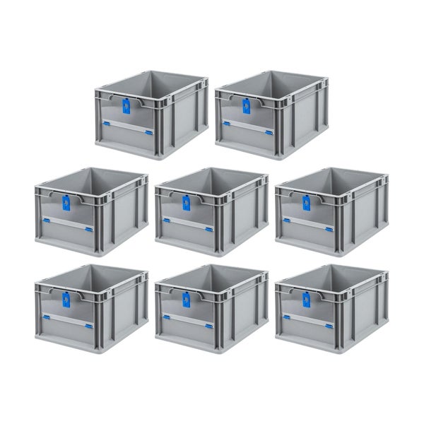 PROREGAL SuperSparSet 8x Eurobox NextGen Insight Cover HxBxT 22 x 30 x 40 20 Liter Niedrig/Blau Eurobehälter Transportbox