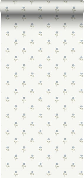 Borastapeter Tapete Blumen Blau und Grau - 53 cm x 10.05 m - 662663