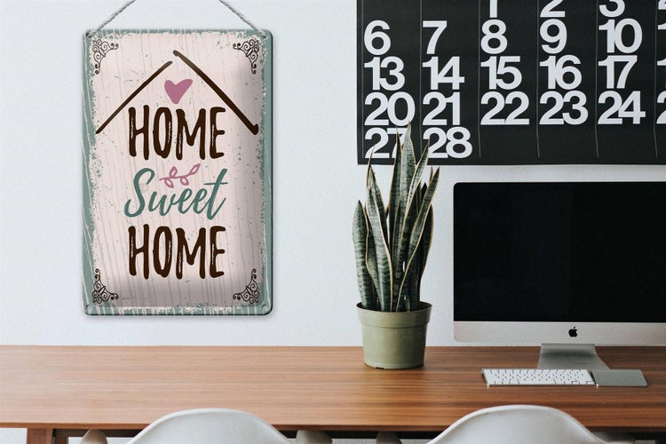 Blechschild Spruch Home sweet home 20x30cm