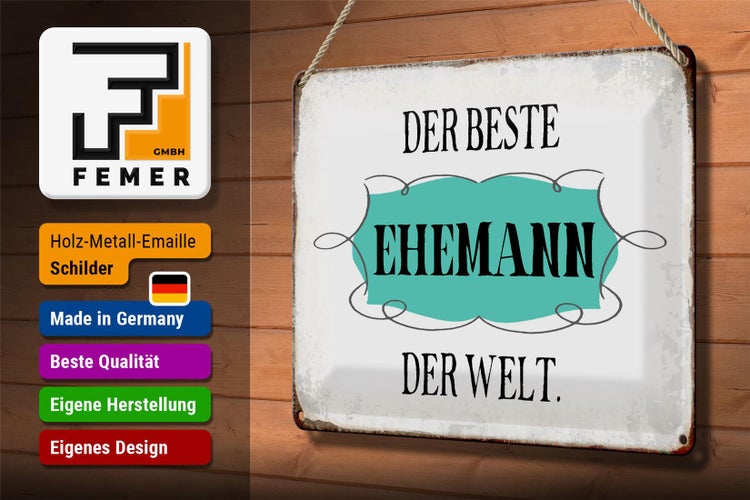 Blechschild Spruch 30x20cm der beste Ehemann der Welt