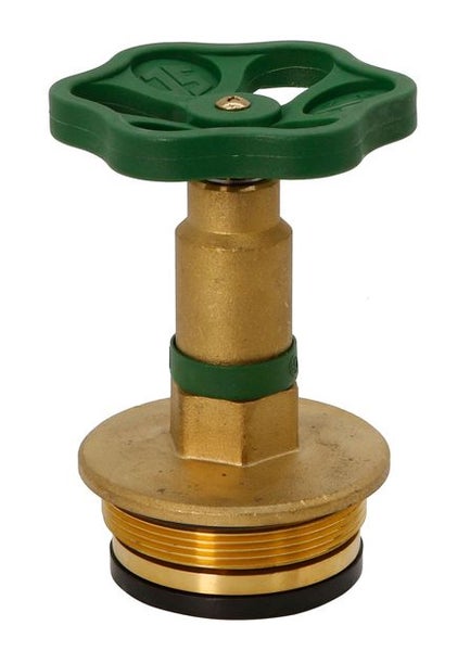 Ventiloberteil aus Messing mit grünem Handrad