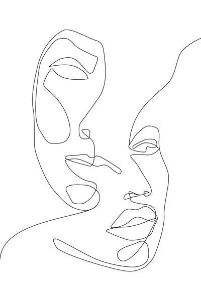 Abstrakte Strichzeichnung zweier Gesichter