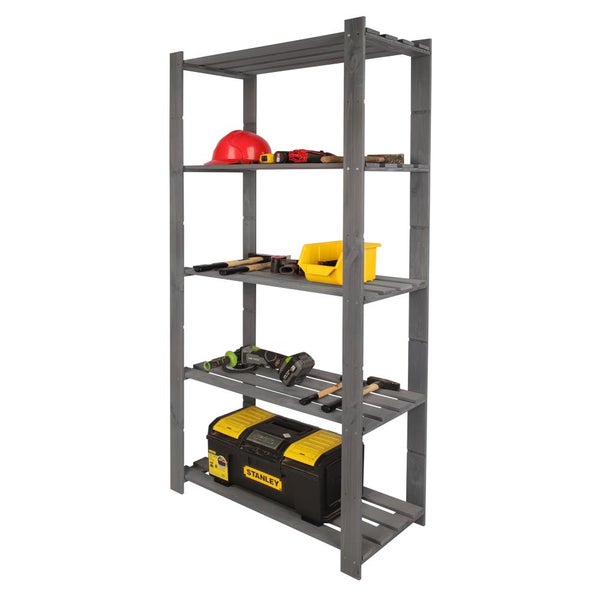 PROREGAL Holzregal Pinepeak HxBxT 170 x 80 x 38 cm 5 Fachboden 1,2 cm Dickes Kiefernholz Grau