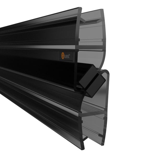 Quest magnetische Duschdichtung aus Kunststoff in Schwarz für Glastüren.