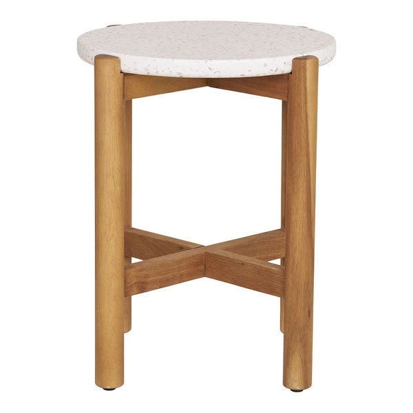 Terracina Beistelltisch Ø37cm Natur, weiß. 37 X 37 X 46 cm