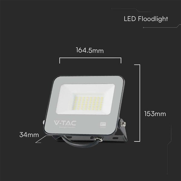 V-TAC VT-44033 - LED-Scheinwerfer - Schwarz - 135lm/w - Samsung - IP65 - 30 Watt - 3450 Lumen -