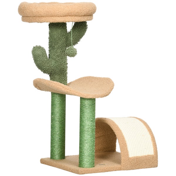 PawHut Kratzbaum klein Katzenkratzbaum Kratzstamm für Katzen unter 4 kg mit Katzenkratzbrett, Kratzbaum, Katzenreizball 40 x 35 x 72 cm Braun