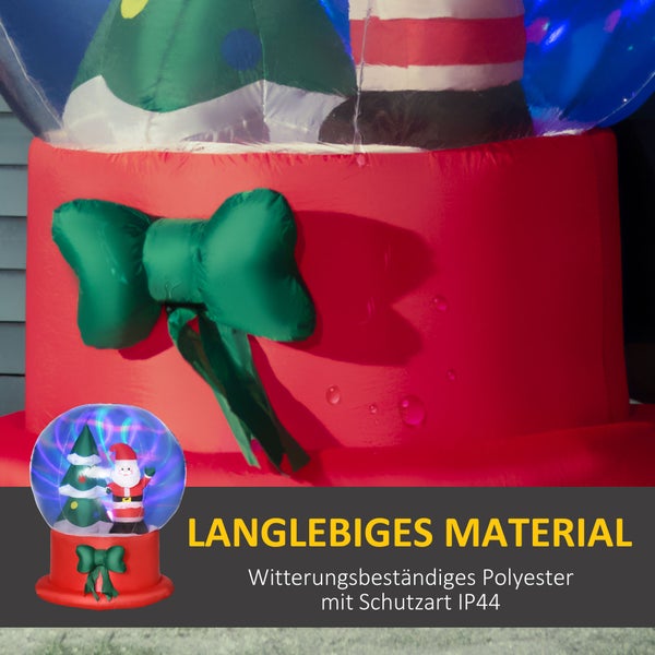 Outsunny 150 cm Aufblasbare Weihnachtsdekoration mit Weihnachtsmann und Weihnachtsbaum,  LED Licht inkl. Gebläse, IP44, 110L x 110B x 150H cm, Polyester-Stoff(100%), Blau