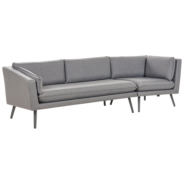 Graues Ecksofa mit Stoffbezug und Metallbeinen