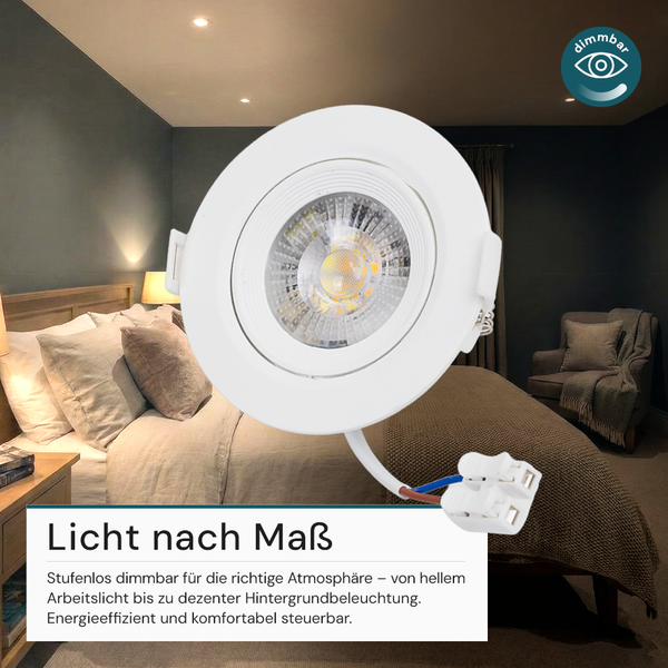 Dimmbarer LED Einbaustrahler für Innenräume.