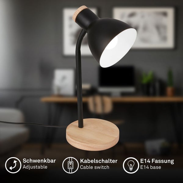 Tischlampe Tischleuchte Büro Schlafzimmer Kabelschalter Schwenkbar Flur