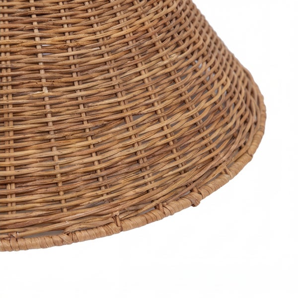 Runder Lampenschirm aus geflochtenem Rattan in Flechtoptik