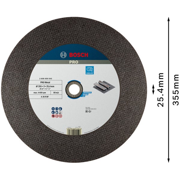 Bosch PRO Metal Trennscheibe 355 x 2,8 x 25,4 mm - 2608600543