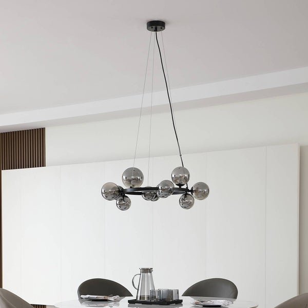 Lucande Pendelleuchte Naelen (Modern) in Schwarz aus Metall (11 flammig, G9) - Glas Hängelampe Esstischlampe Hängeleuchte Wohnzimmerleuchte