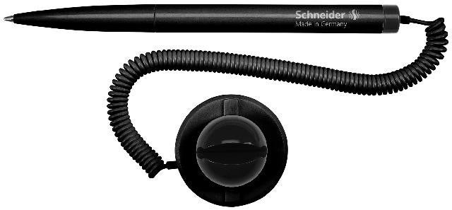 Schneider Kugelschreiber Klick-Fix-Pen schwarz, Teleschnur an Klemmbacken