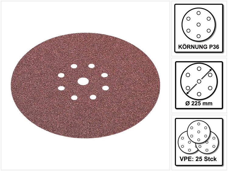 Festool STF D225/8 Saphir Schleifscheiben 225 mm P36 SA / 25 Stück ( 495175 )