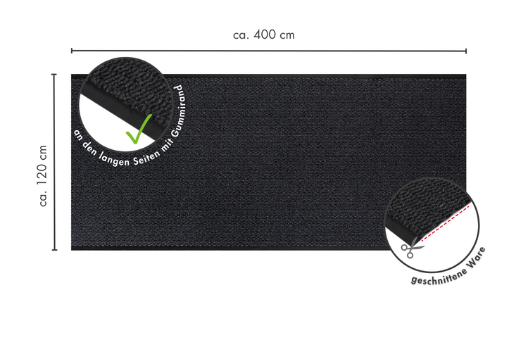 Fußmatte Easy Läufer 120 x 400 cm in Anthrazit