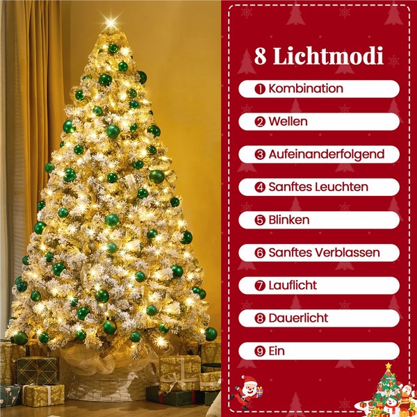 Geschmückter Weihnachtsbaum mit acht Lichtmodi