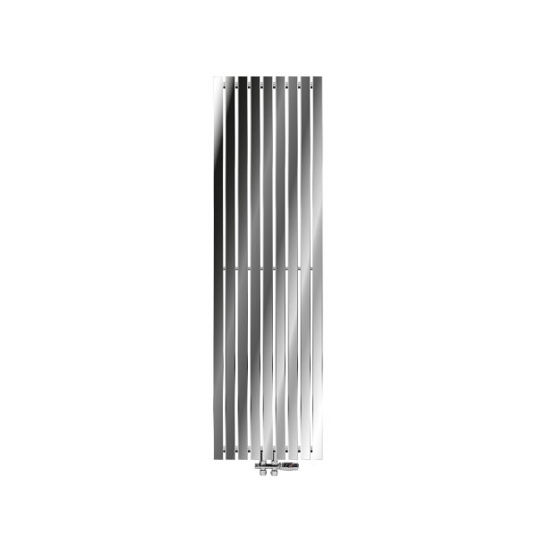 ECD Germany Design Paneelheizkörper Stella 480 x 1600 mm Chrom Mittelanschluss mit Anschlussgarnitur inkl. Thermostat Durchgang Boden - Flach Einlagig Vertikal - Heizkörper Badheizkörper Bad Heizung