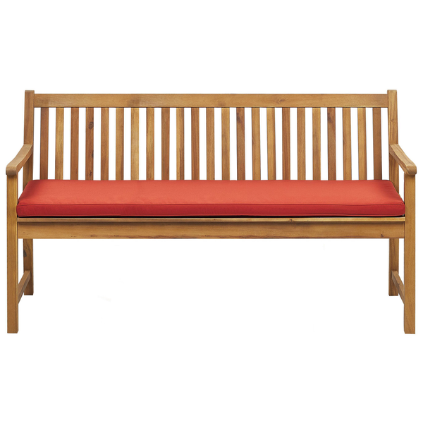 Gartenbank mit Auflage VIVARA 160 cm zertifiziertes Akazienholz Dunkelrot