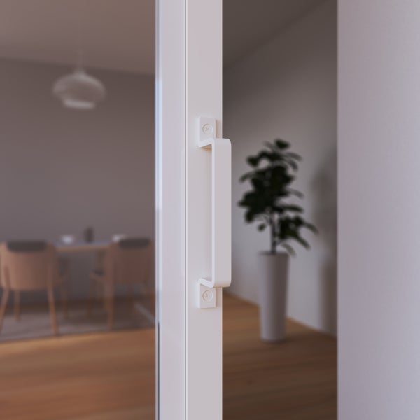 Loft Glasschiebetür 900x2150mm Klarglas 3 Felder Stahl Komplettset in Weiß inkl. 2 Seitiger Softclose