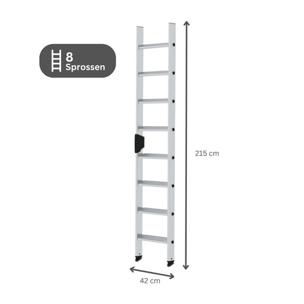 PROREGAL Stufen-Anlegeleiter Ohne Traverse 8 Stufen