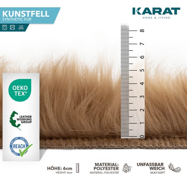 Karat Home & Living Kunstfell aus Polyester, Florhöhe 6 Zentimeter. OEKO-TEX, Leather Working Group und REACH.