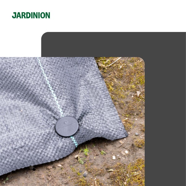 Jardinition Unkrautvlies mit Befestigungsstift im Garten