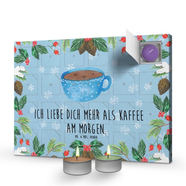 Mr. & Mrs. Panda Duftkerzen Adventskalender Kaffee Tasse - Blau Pastell